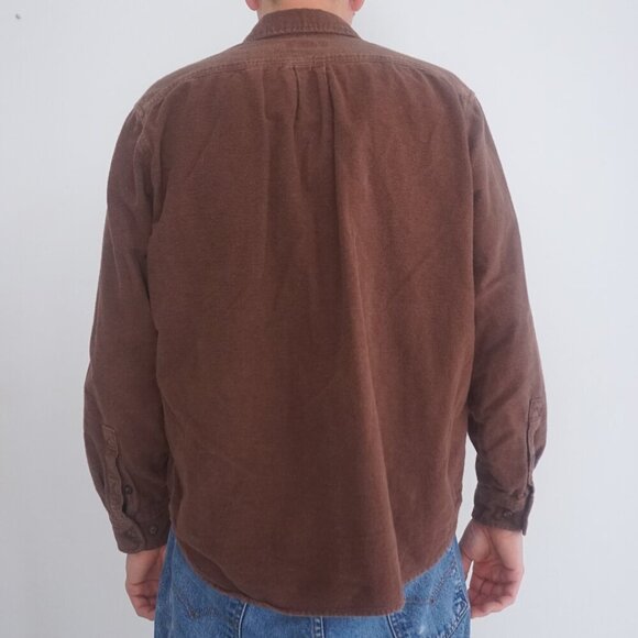 Vintage Eddie Bauer Brown Hunting Outdoors 100% Cotton Button Down Shirt Large - Picture 2 of 11